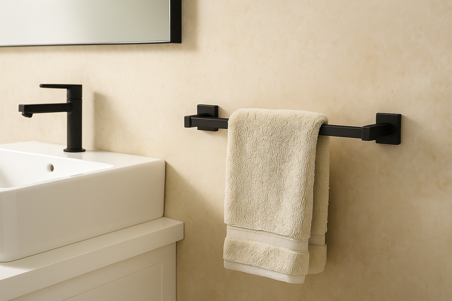 Rainvera Matte Black Four-Piece Bathroom Accessory Set, BAC-74-BL