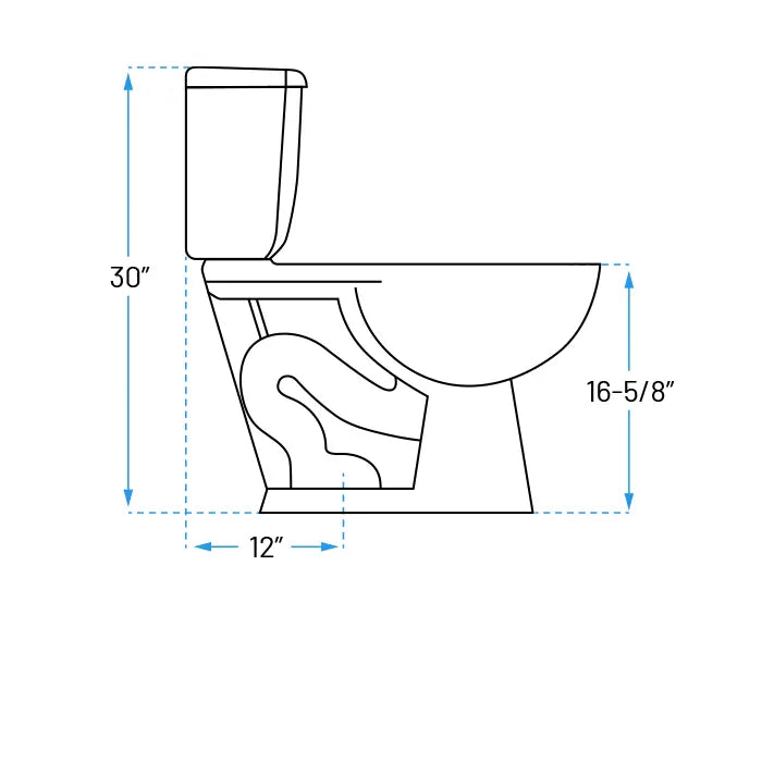 Elongated ADA-Compliant Right Lever Handle 2-Piece Comfort Height Toilet, TL-100-R