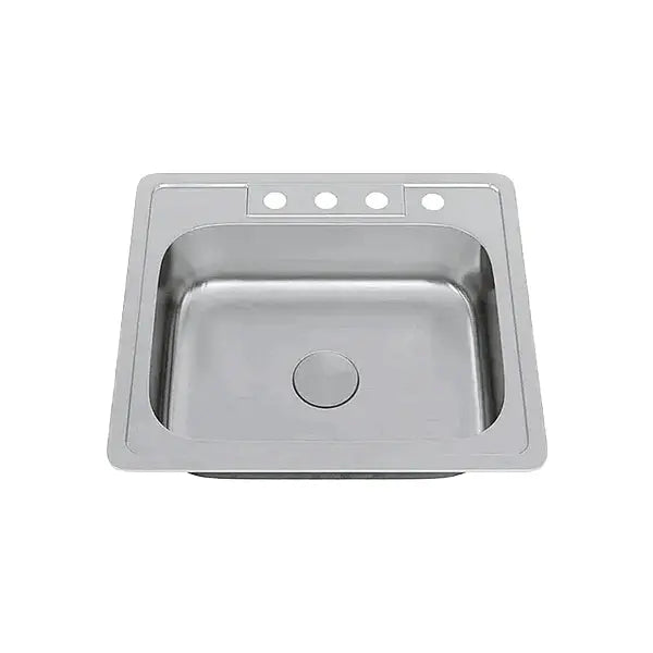 25" Top Mount Stainless Steel 4-Hole Single Bowl Kitchen Sink, TOP-2522-8-S 22G