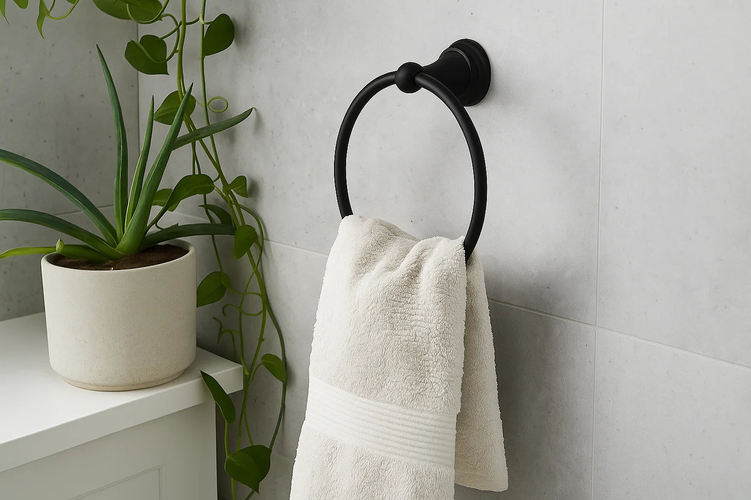 Velora Matte Black Four-Piece Bathroom Accessory Set, BAC-72-BL