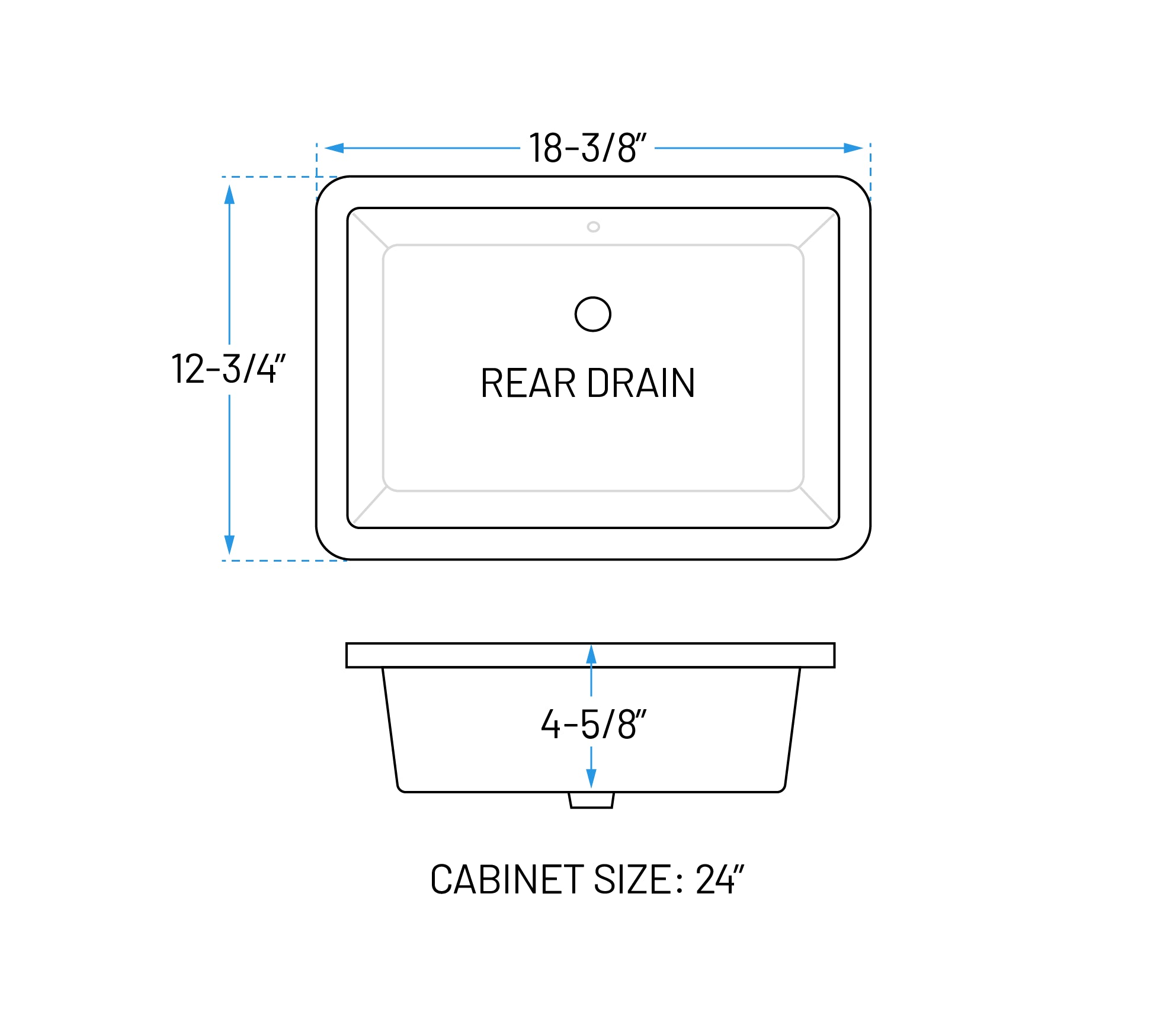 18 x 12" Rectangular Porcelain Undermount Bathroom Sink with Overflow in White, VCS-1016-R
