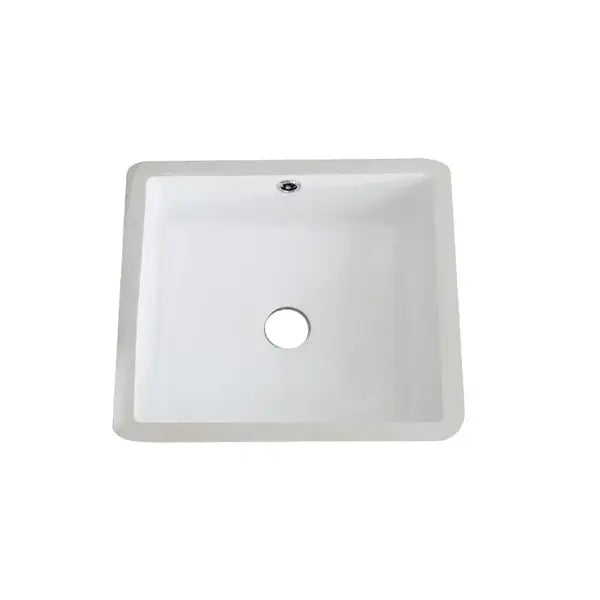 16 x 16" Square Porcelain Undermount Bathroom Sink with Overflow Drain in White, VCS-1414-R