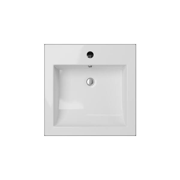 16 x 16" White Semi-Recessed Porcelain Vessel Sink with Overflow, VCS-1616-R-T