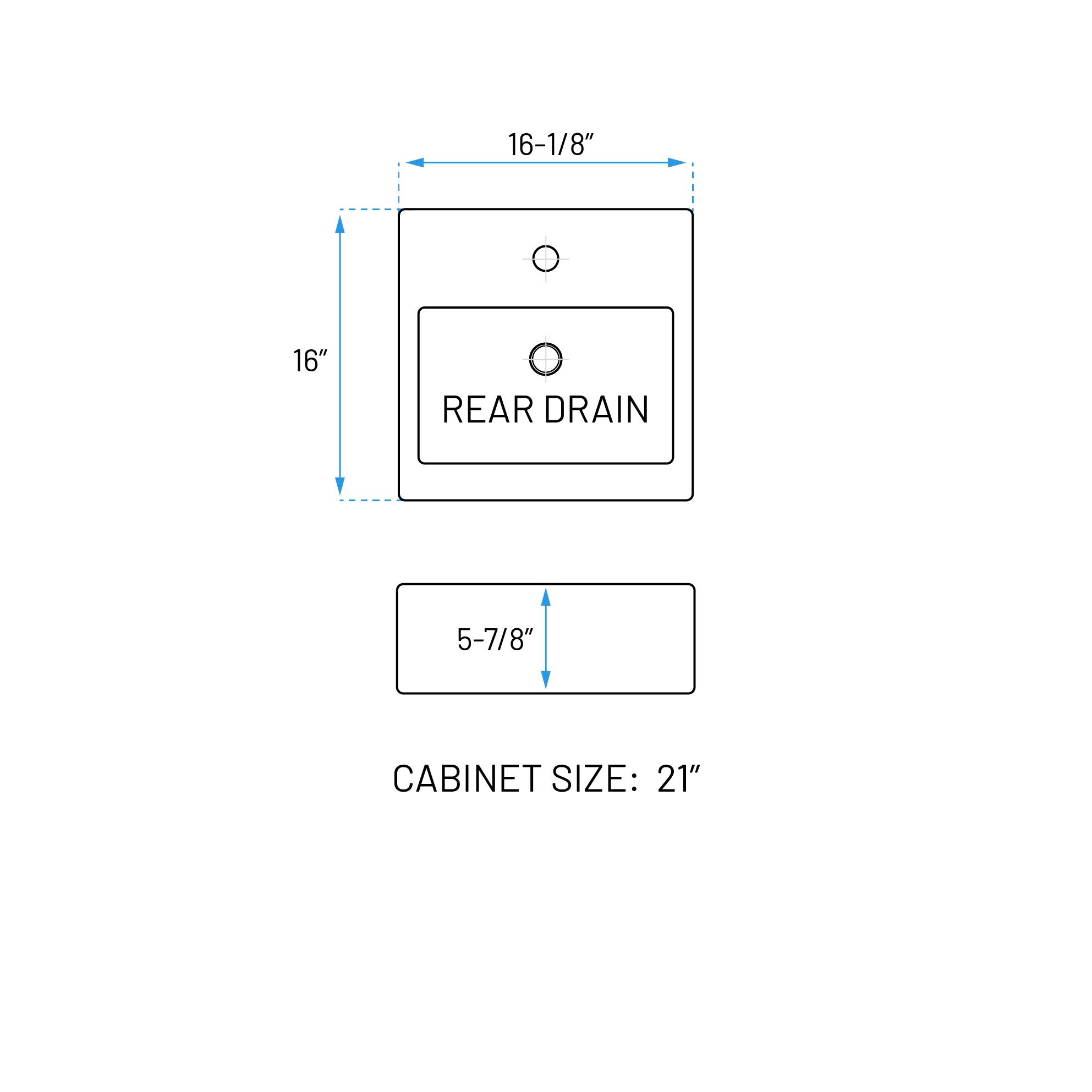 16 x 16" White Semi-Recessed Porcelain Vessel Sink with Overflow, VCS-1616-R-T