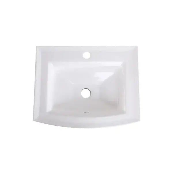 23" Rectangular Curved Front Porcelain Top Mount Bathroom Sink in White, VCS-2319-A-R-T