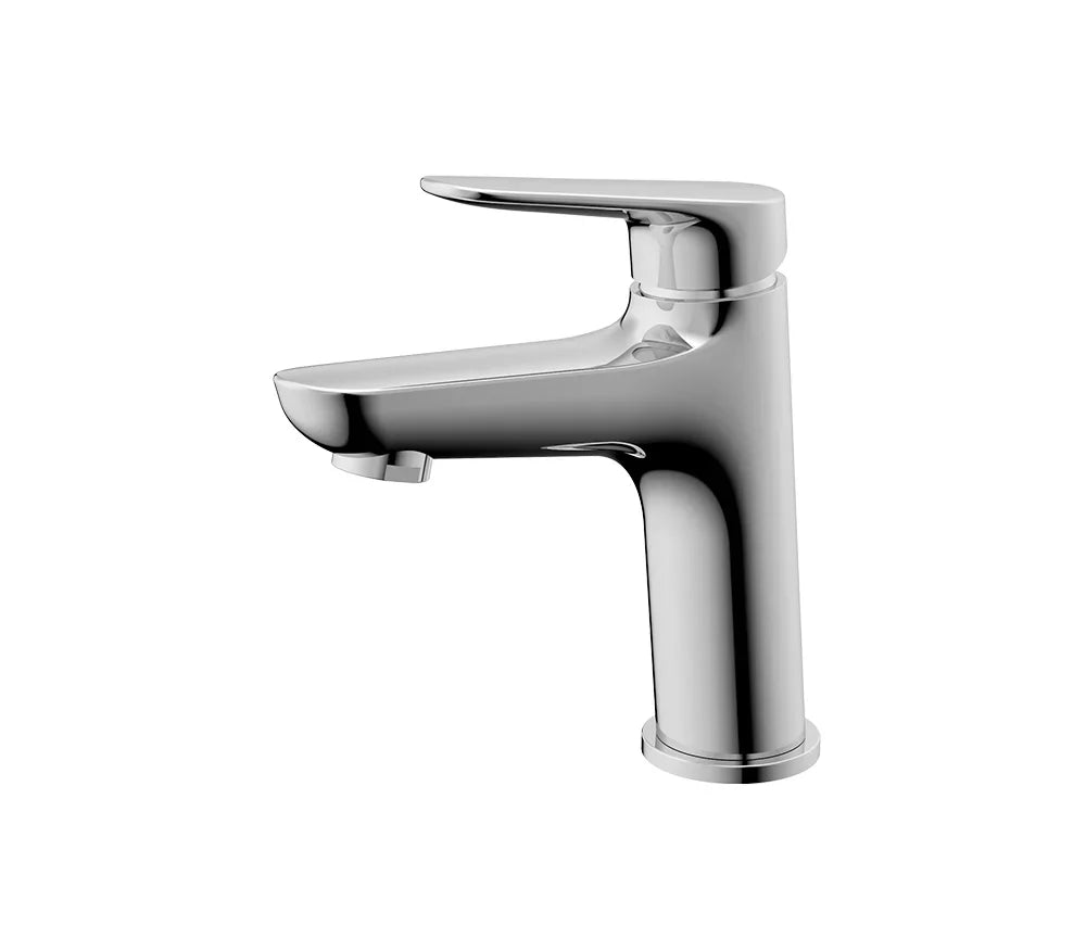 Chrome 1-Hole Single Handle Bathroom Faucet with Push Drain, A-7001-C