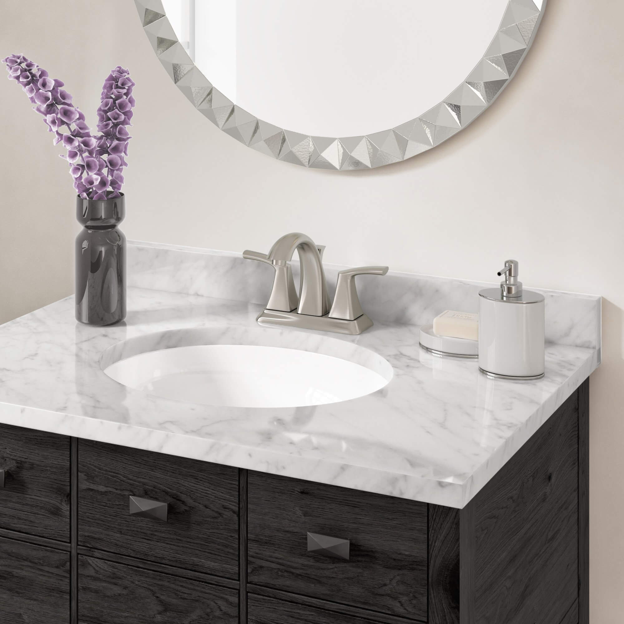 Two Handle Centerset Bathroom Faucet with Pop-up Drain in Brushed Nick