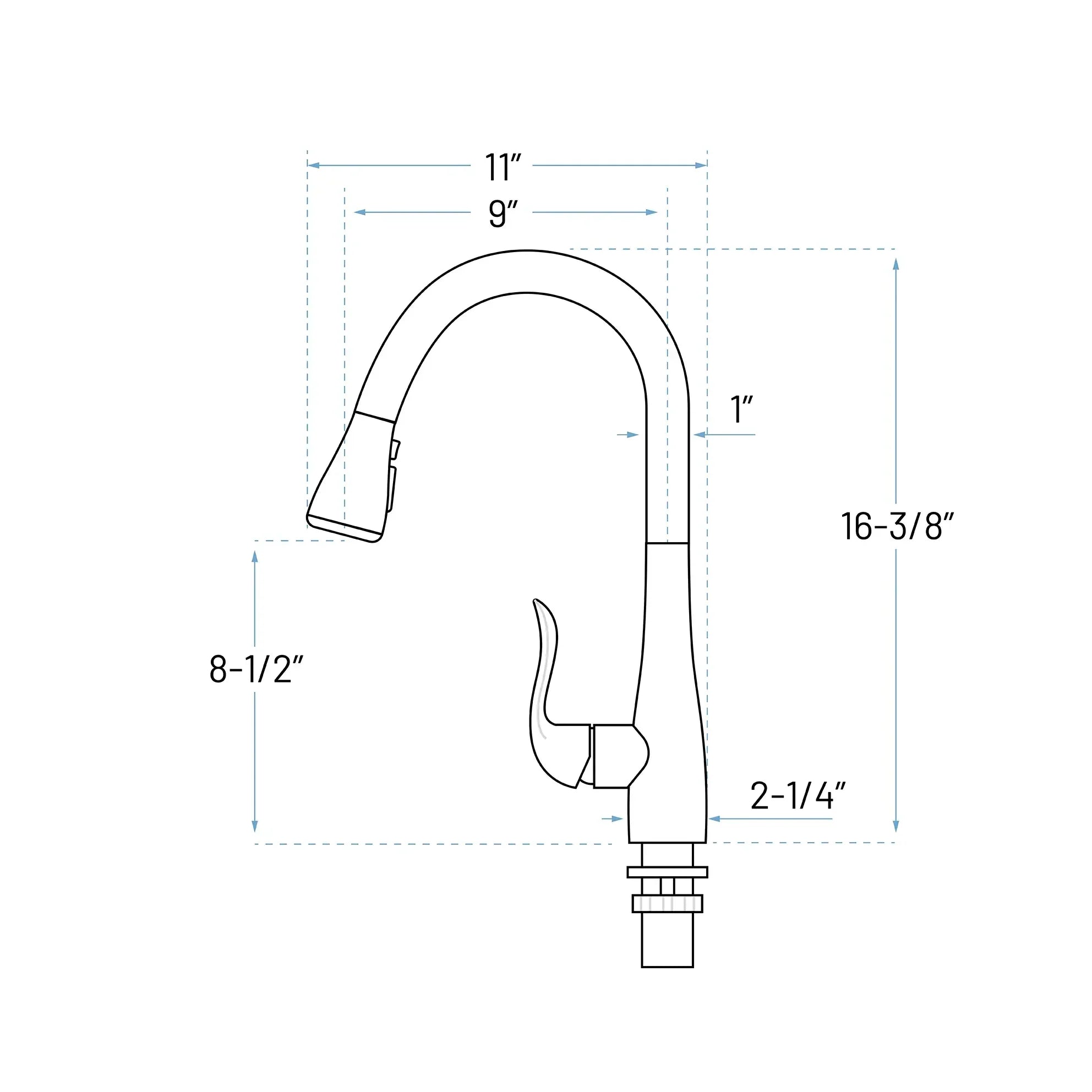 A-200-SS Stainless Steel Single Handle Pull-Down Kitchen Faucet