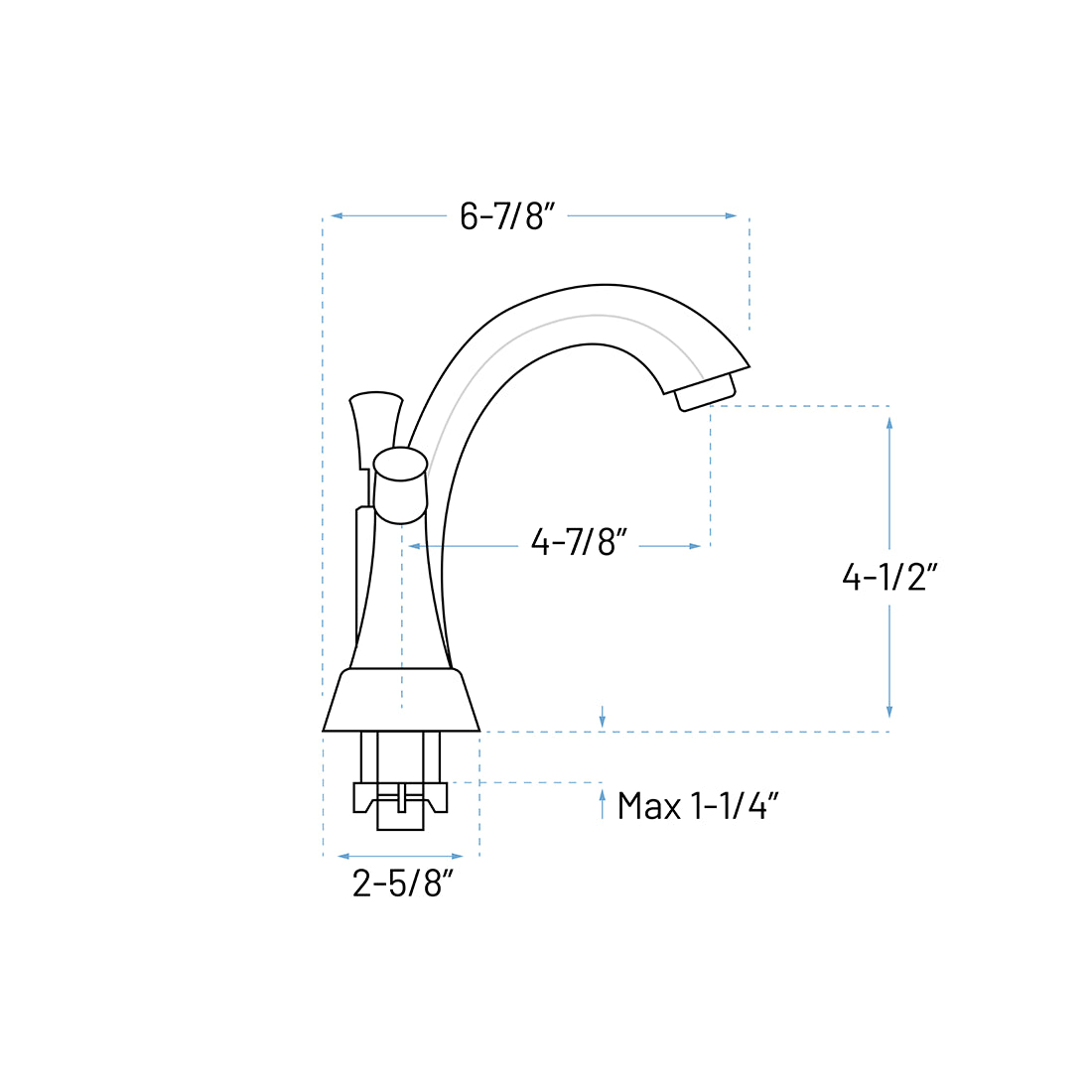 Technical Drawing of a bathroom faucet