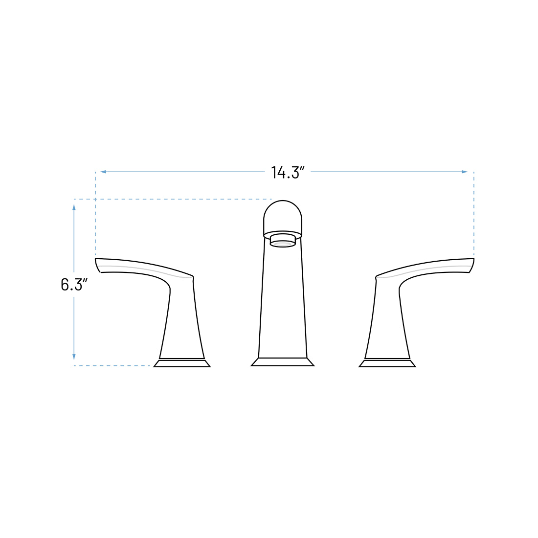 Technical Drawing of a Bathroom Faucet
