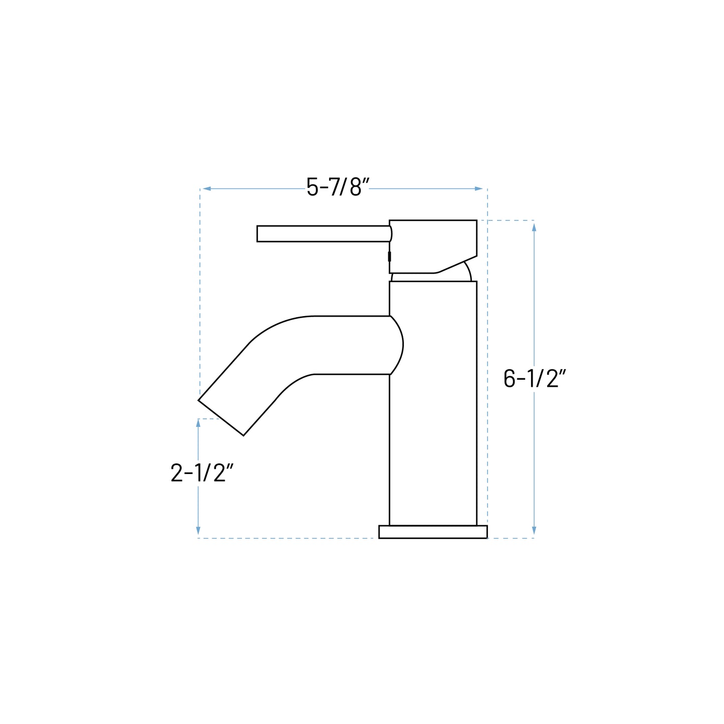Technical Drawing of a Single Handle Bathroom Faucet