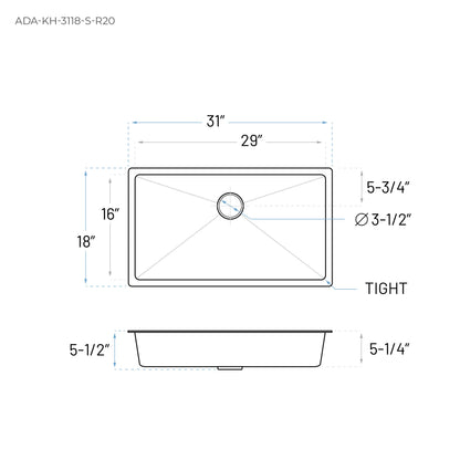 Technical Drawing of an ADA Kitchen Sink