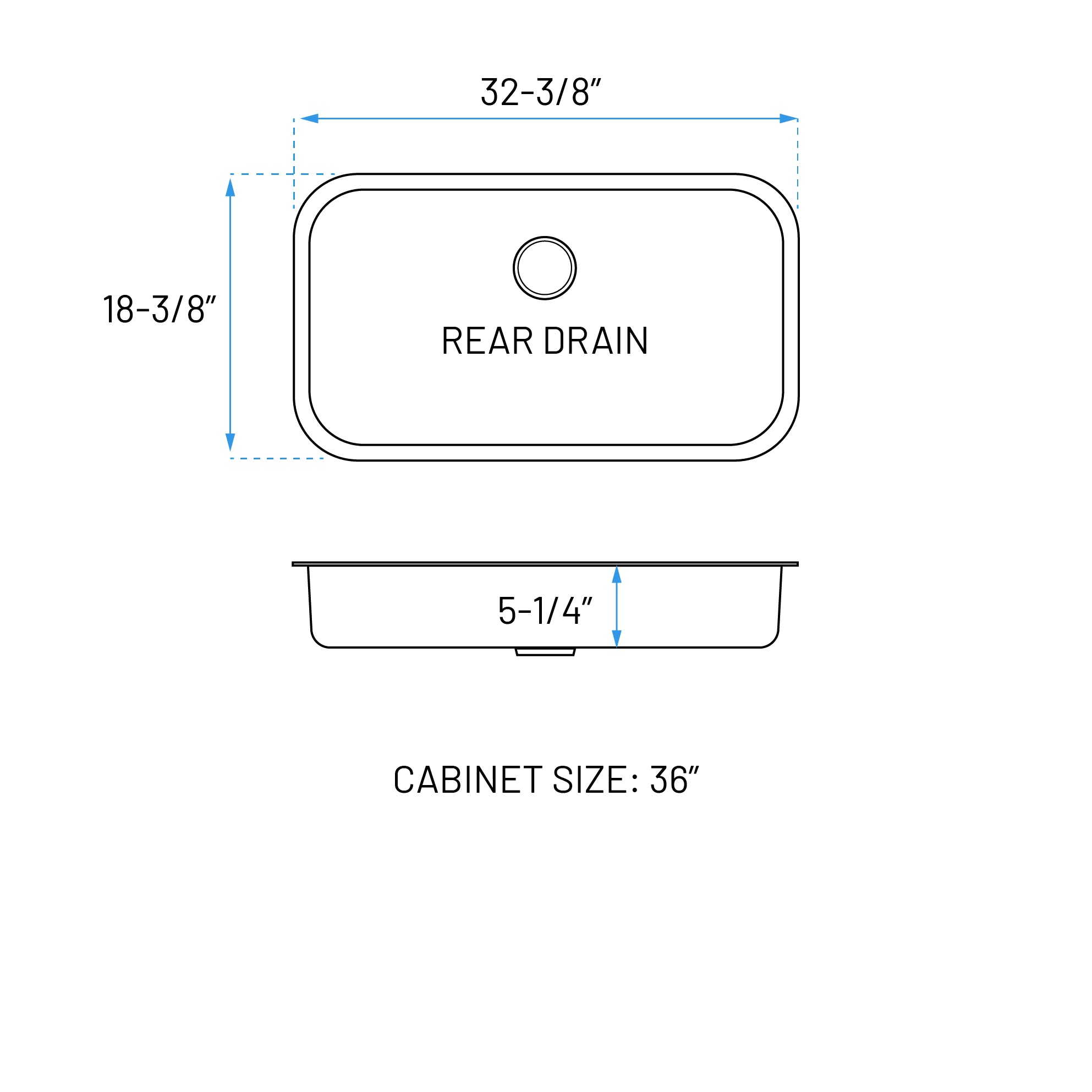 32" Undermount Stainless Steel Single Bowl ADA Kitchen Sink