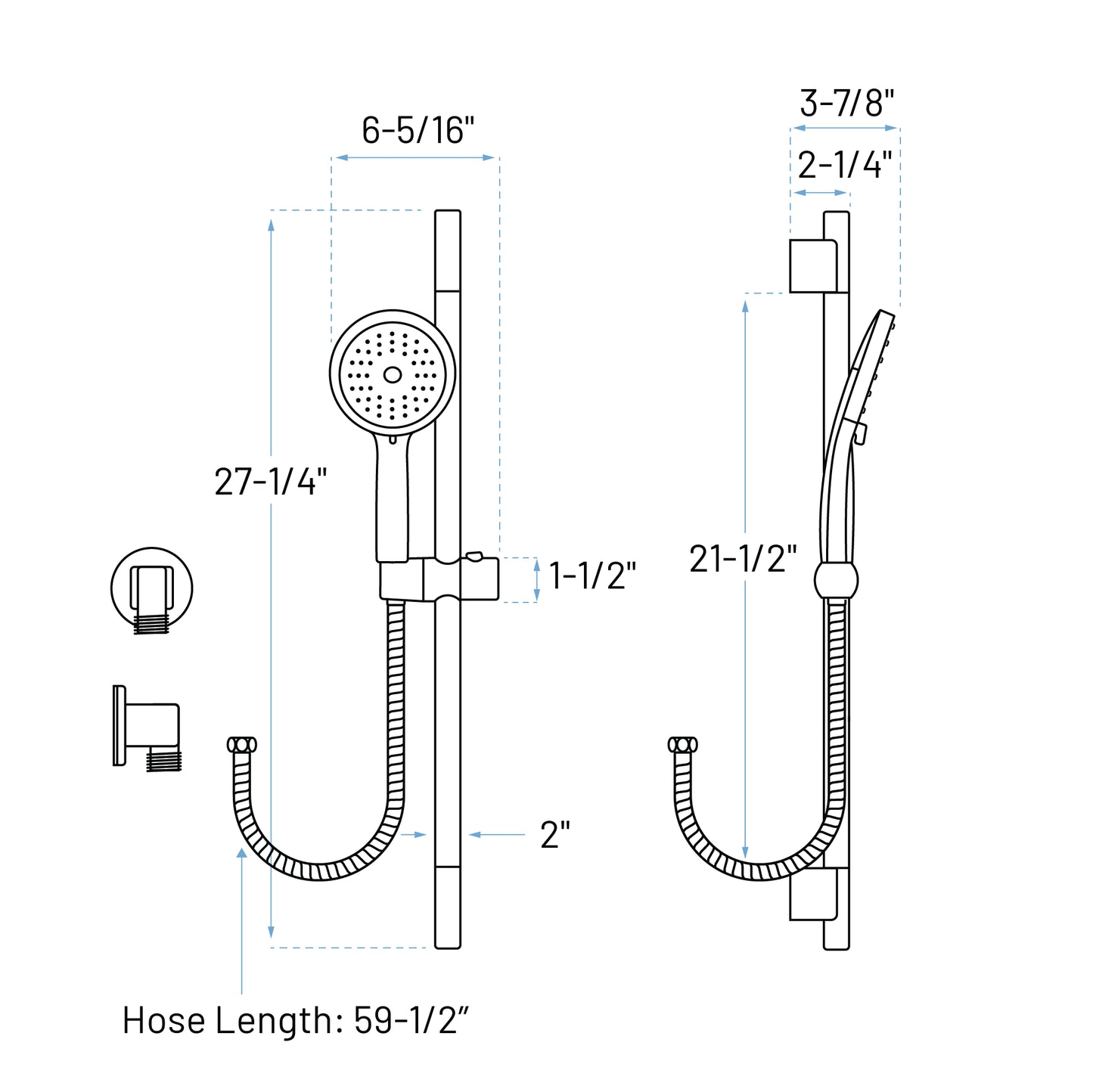 ADA-ST-72-BL Multi Function Hand Shower with Slide Bar