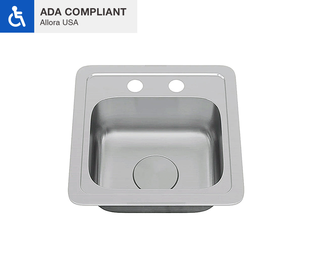 ADA-TOP-1515-S Top Mount Single Bowl Kitchen Sink – Allora USA