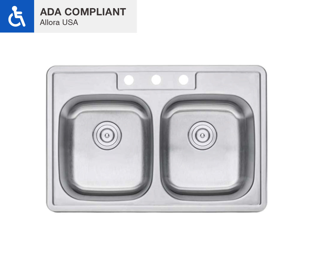 Ada Top 3322 D Top Mount Double Bowl Kitchen Sink – Allora Usa