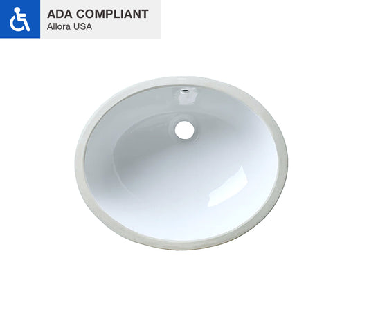ADA-VCS-1417-O White Oval Porcelain Undermount Sink
