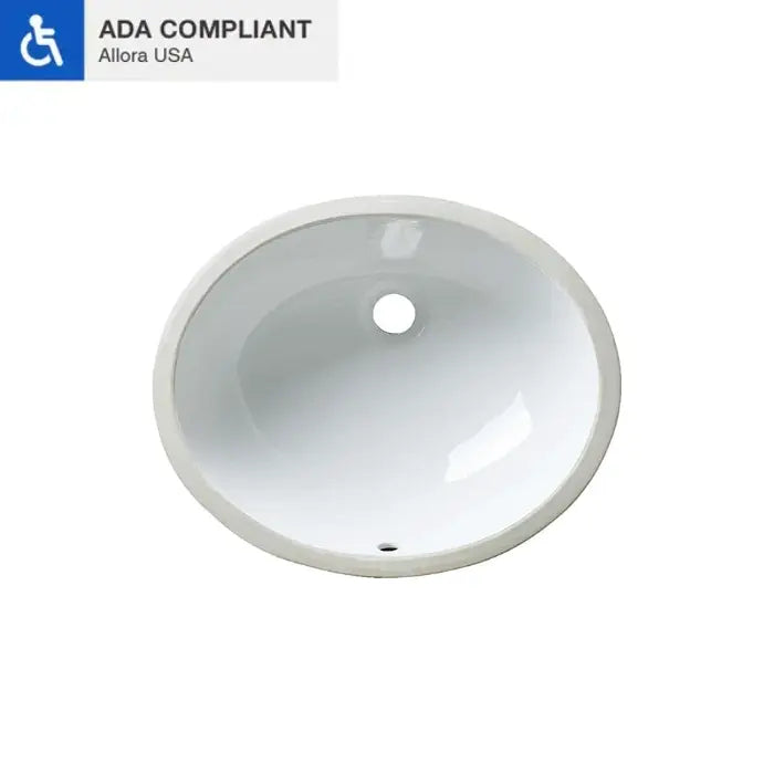 20" x 16" ADA-Depth White Oval Porcelain Undermount  Bathroom Sink, ADA-VCS-1417-O