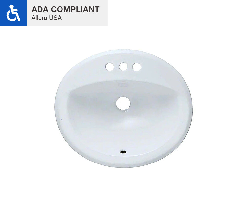 An oval shape ADA bathroom sink in white color