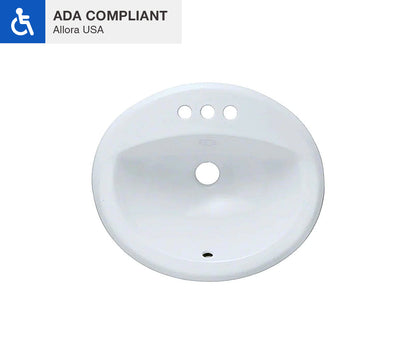 ADA-VCS-2017-O-T White Oval Porcelain Top Mount Bathroom Sink