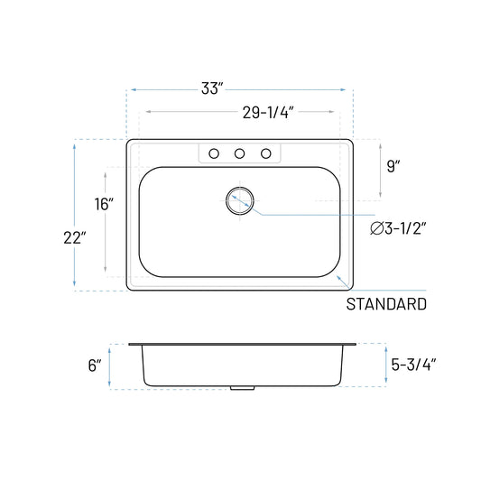 Technical Drawing of an ADA Stainless Steel Kitchen Sink