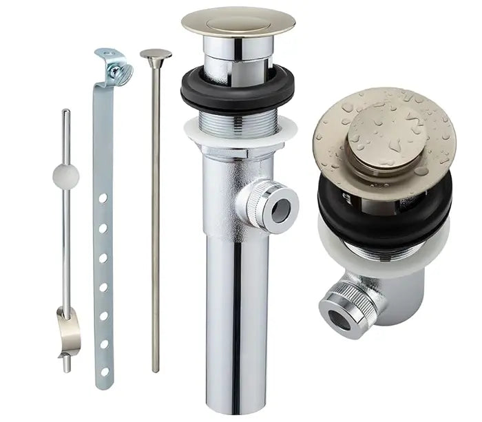 Brushed Nickel Stainless Steel Bathroom Popup Drain with Lift Rod, AL5-07-BN