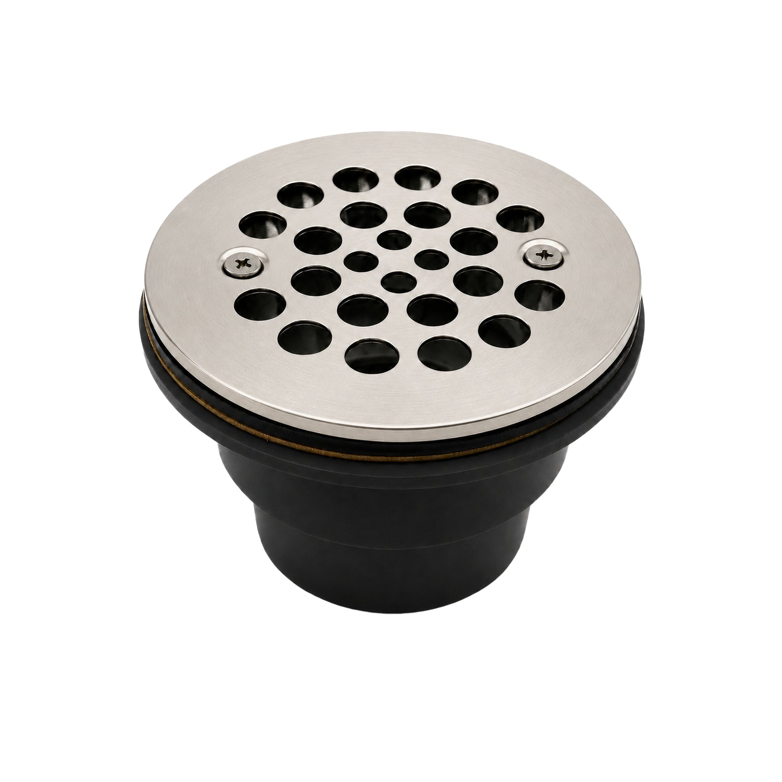 2-Inch PVC Solvent Weld Shower Drain with Receptor Base & 4-1/4-Inch Stainless Steel Strainer