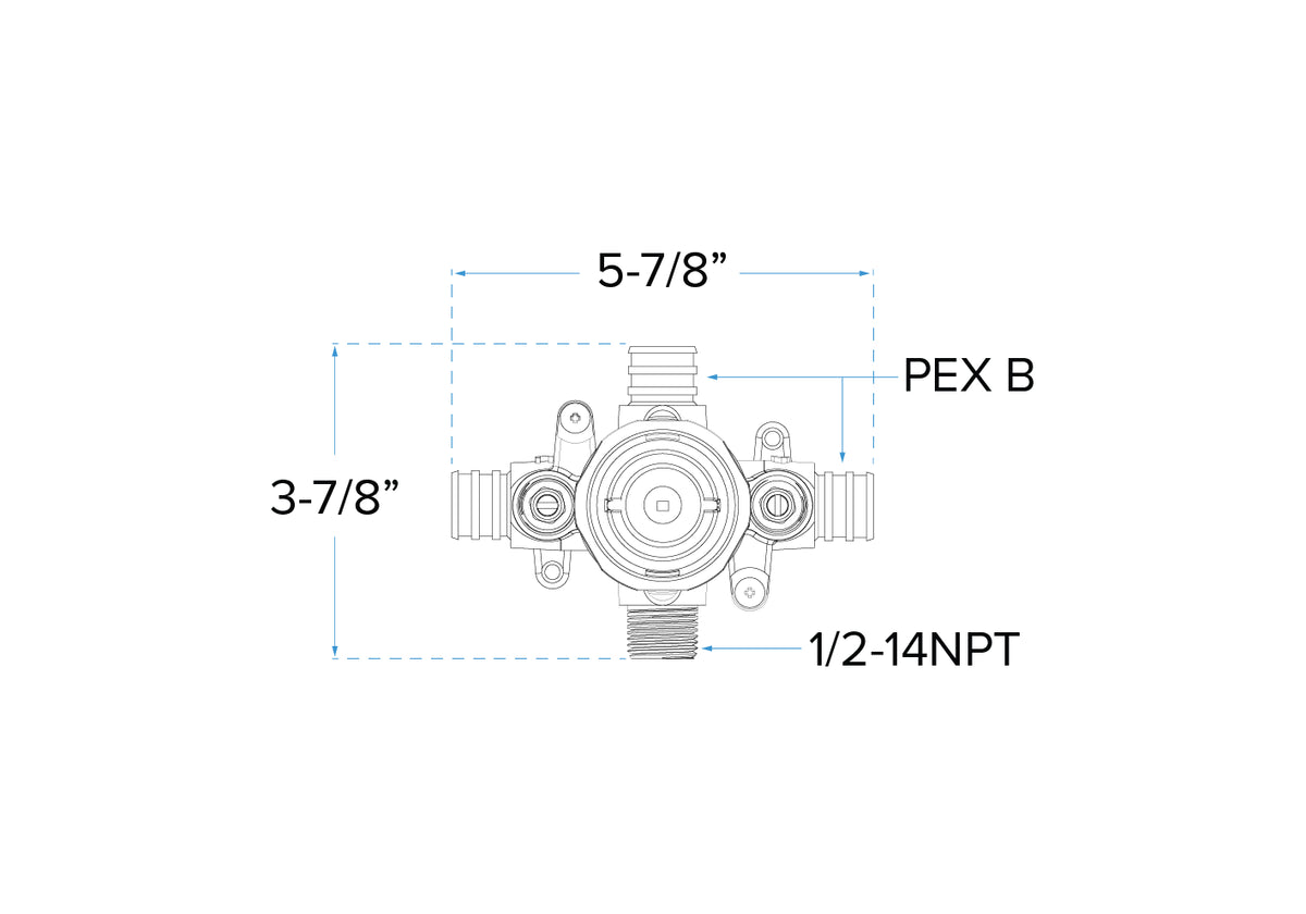 PEX B Crimp Pressure-Balancing Shower Rough-In Valve with Stops