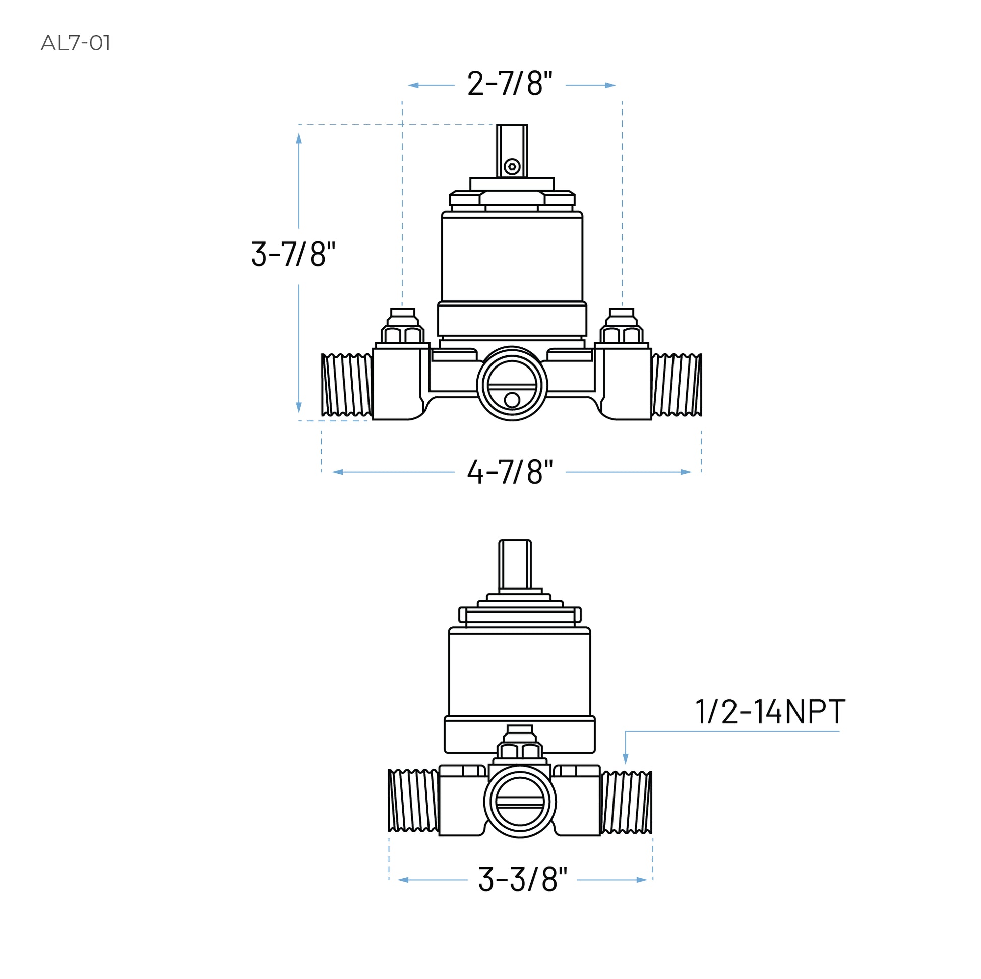 Technical Drawing of a Rough-In Valve