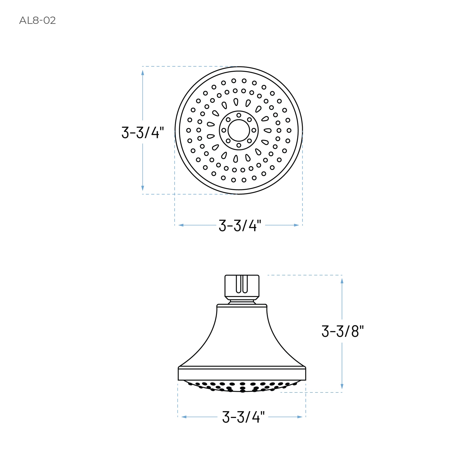 Technical Drawing of 4 Inch Round Shower Head