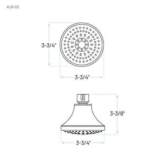 Technical Drawing of 4 Inch Round Shower Head
