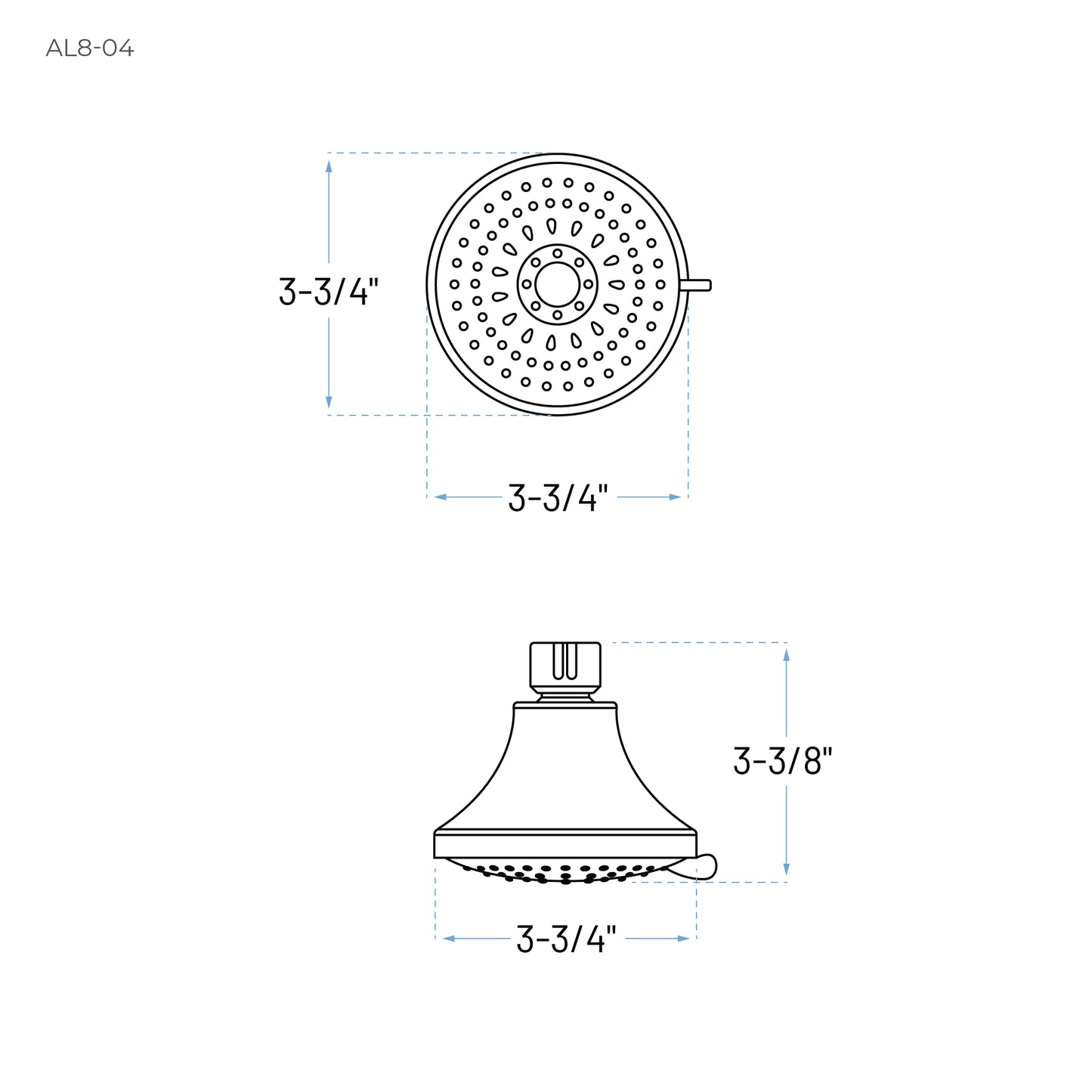 Technical Drawing of 4 Inch Round Shape Shower Head