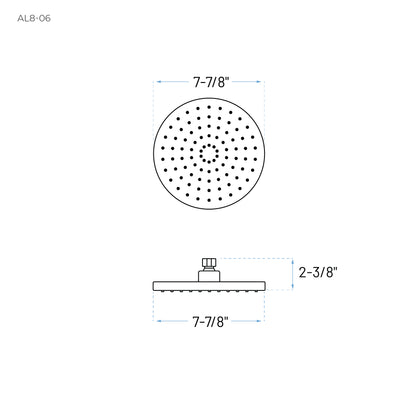Technical Drawing of 8 Inch Round Shape Shower Head
