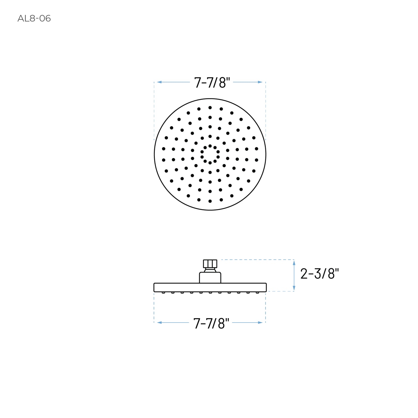 Technical Drawing of 8 Inch Round Shape Shower Head