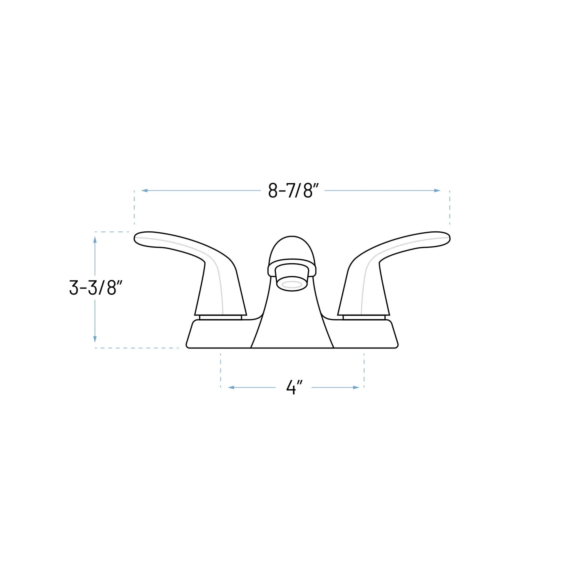 Technical drawing of a bathroom faucet
