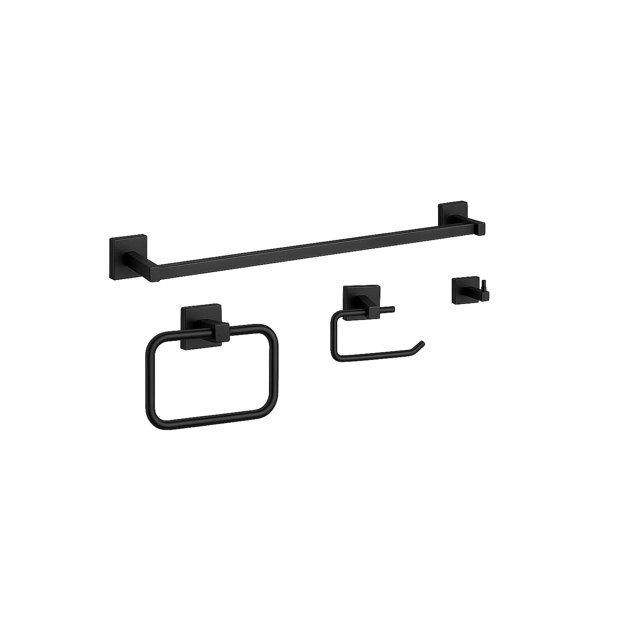 Rainvera Matte Black Four-Piece Bathroom Accessory Set