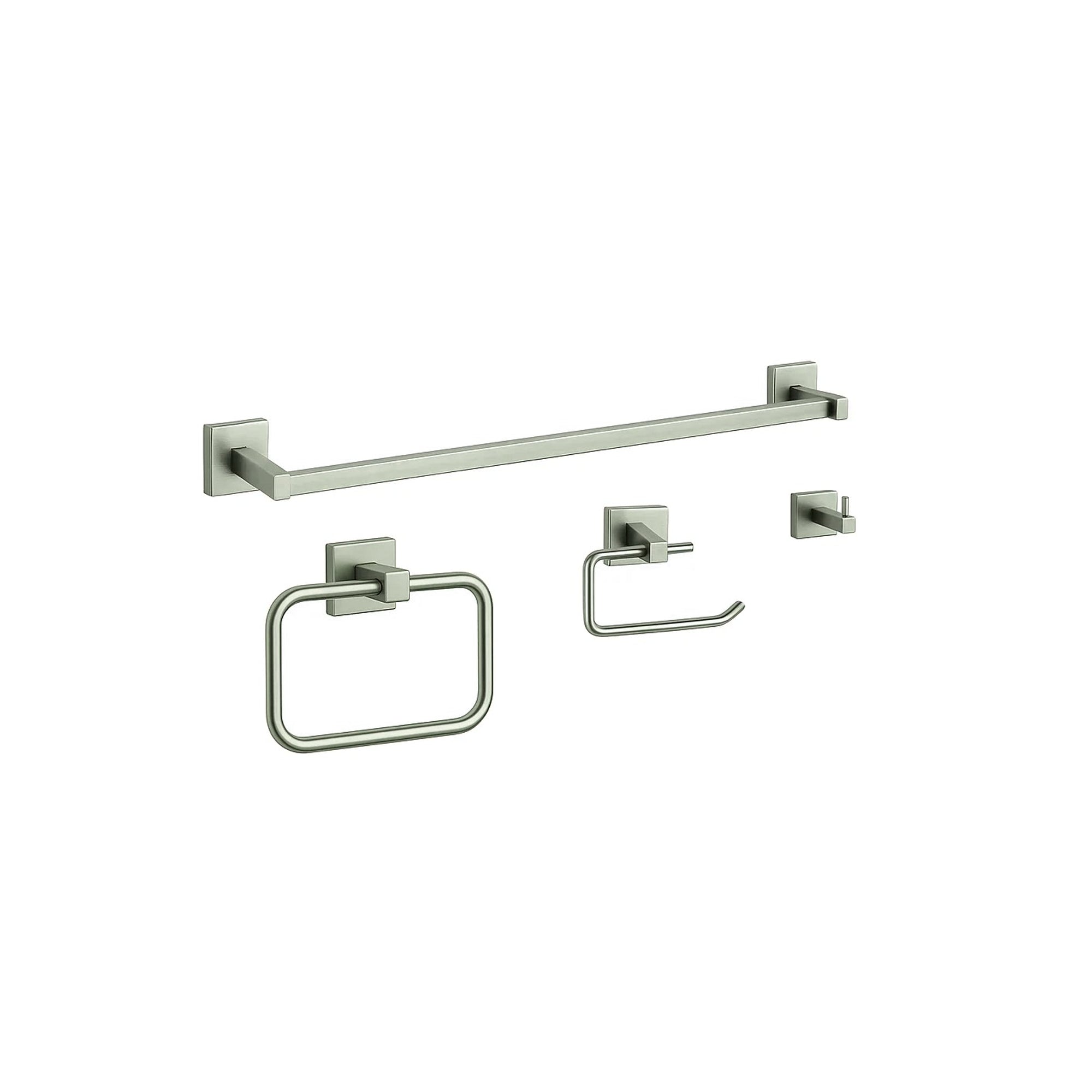 Rainvera Brushed Nickel Four-Piece Bathroom Accessory Set
