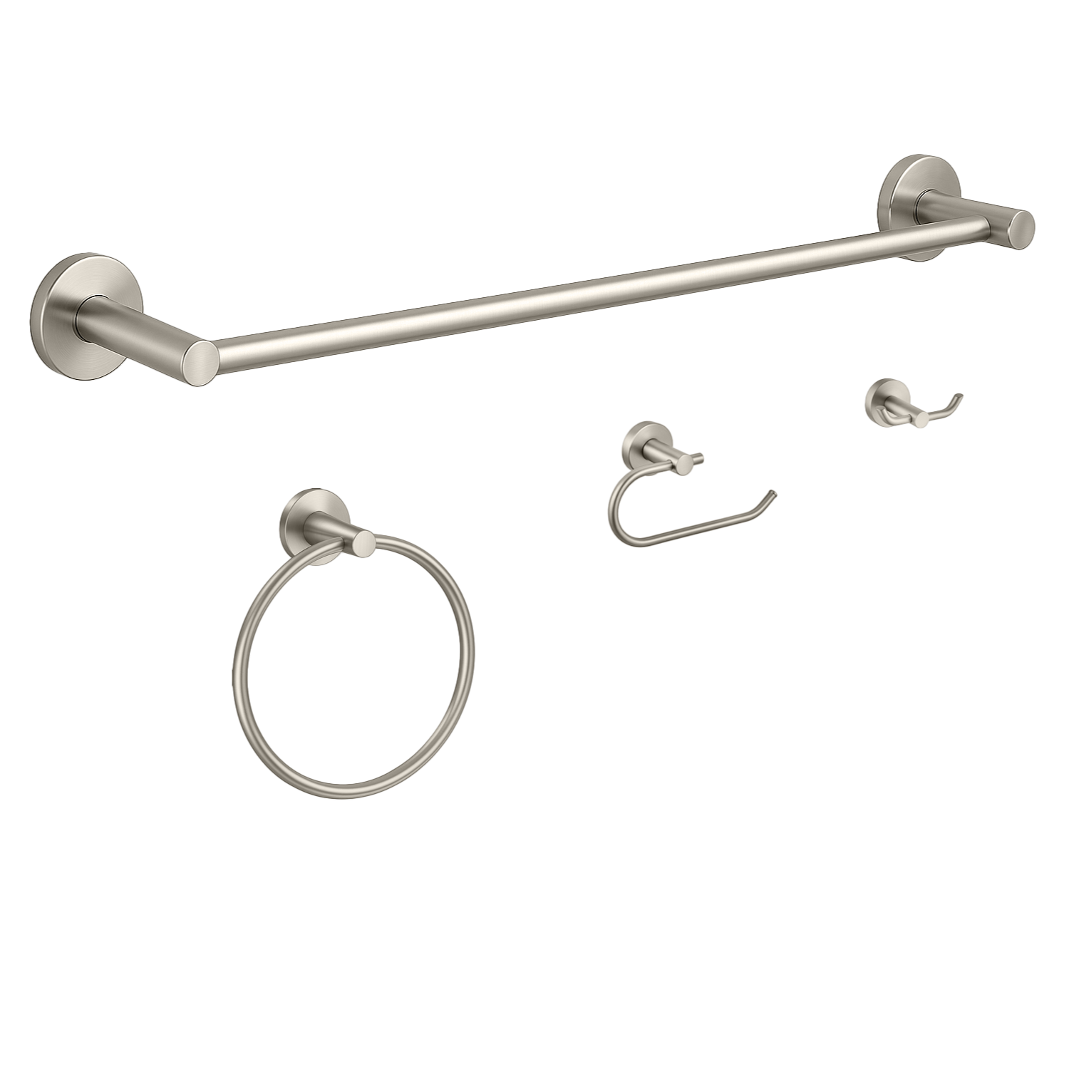 Serenica Brushed Nickel Four-Piece Bathroom Accessory Set, BAC-75-BN