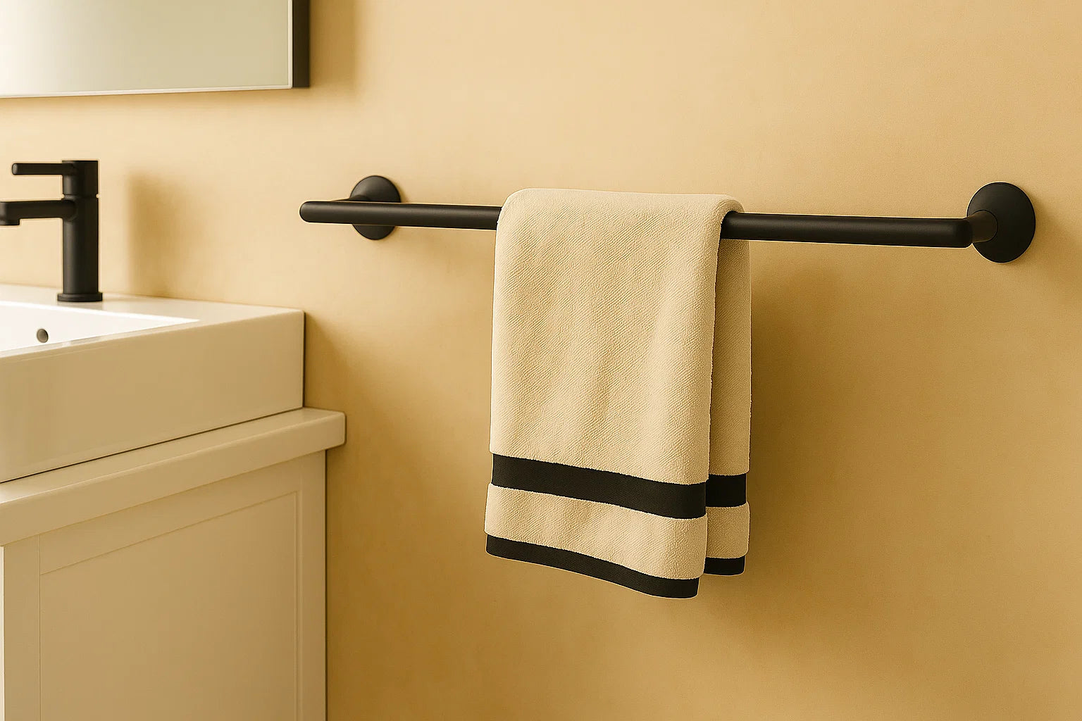 Verdessa Matte Black Four-Piece Bathroom Accessory Set, BAC-76-BL