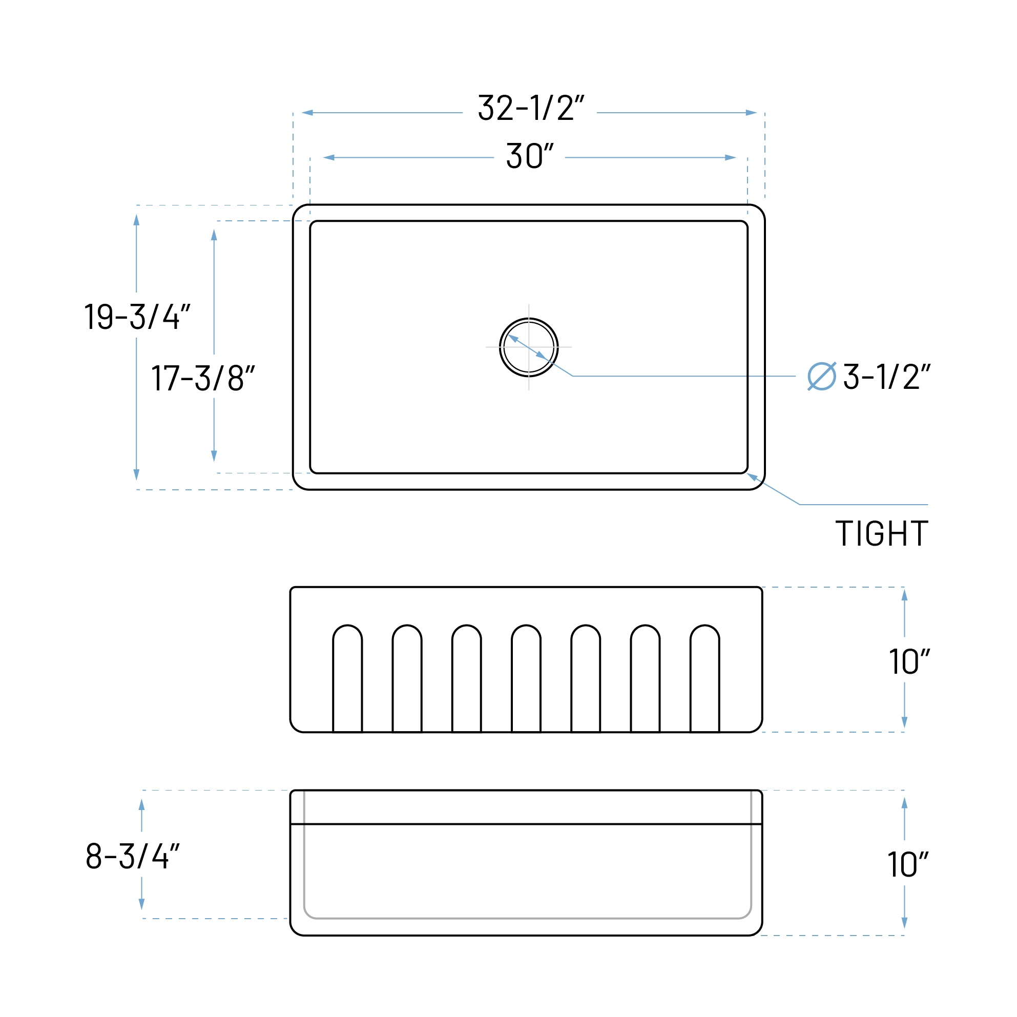 FC-3220-S Farmhouse Fireclay Kitchen Sink