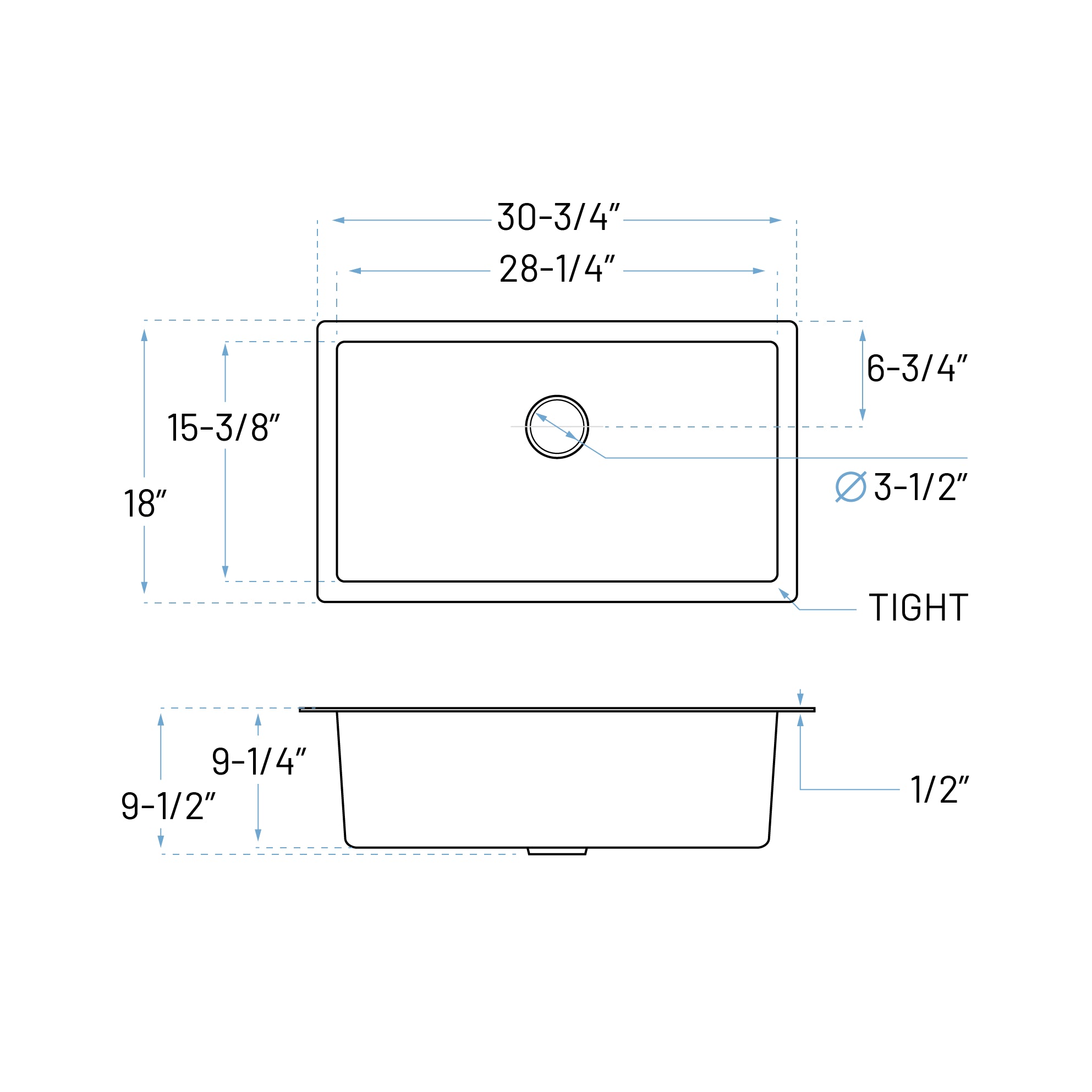 31" Undermount Granite Composite Single Bowl Kitchen Sink