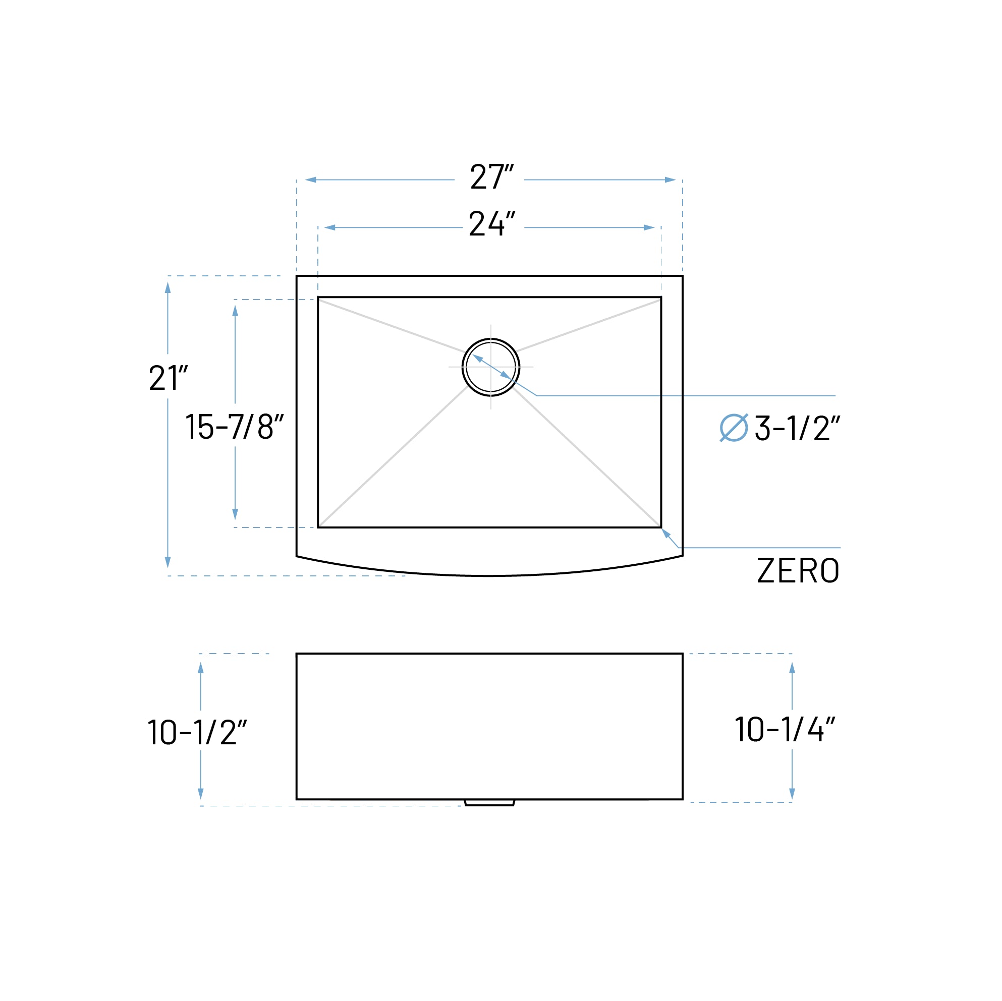 KH-2721F Farmhouse Stainless Steel Kitchen Sink