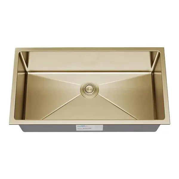 30" Undermount Stainless Steel Single Bowl Kitchen Sink in Gold