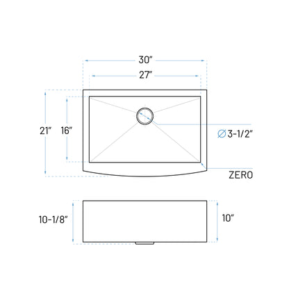 KH-3021-10-S-R0-F Farmhouse Stainless Steel Kitchen Sink