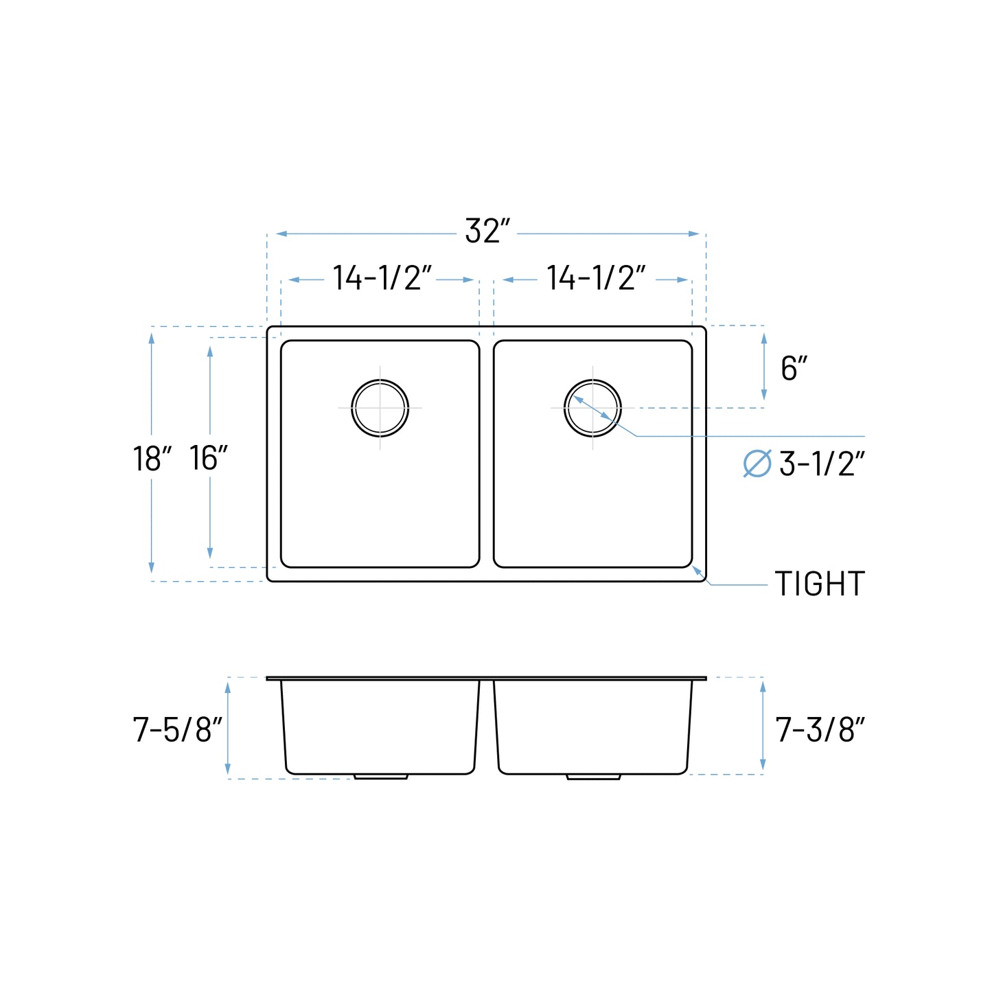 KH-3218-7-D-R15 Handmade Single Bowl Kitchen Sink