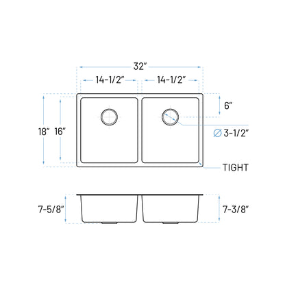 KH-3218-7-D-R15 Handmade Single Bowl Kitchen Sink