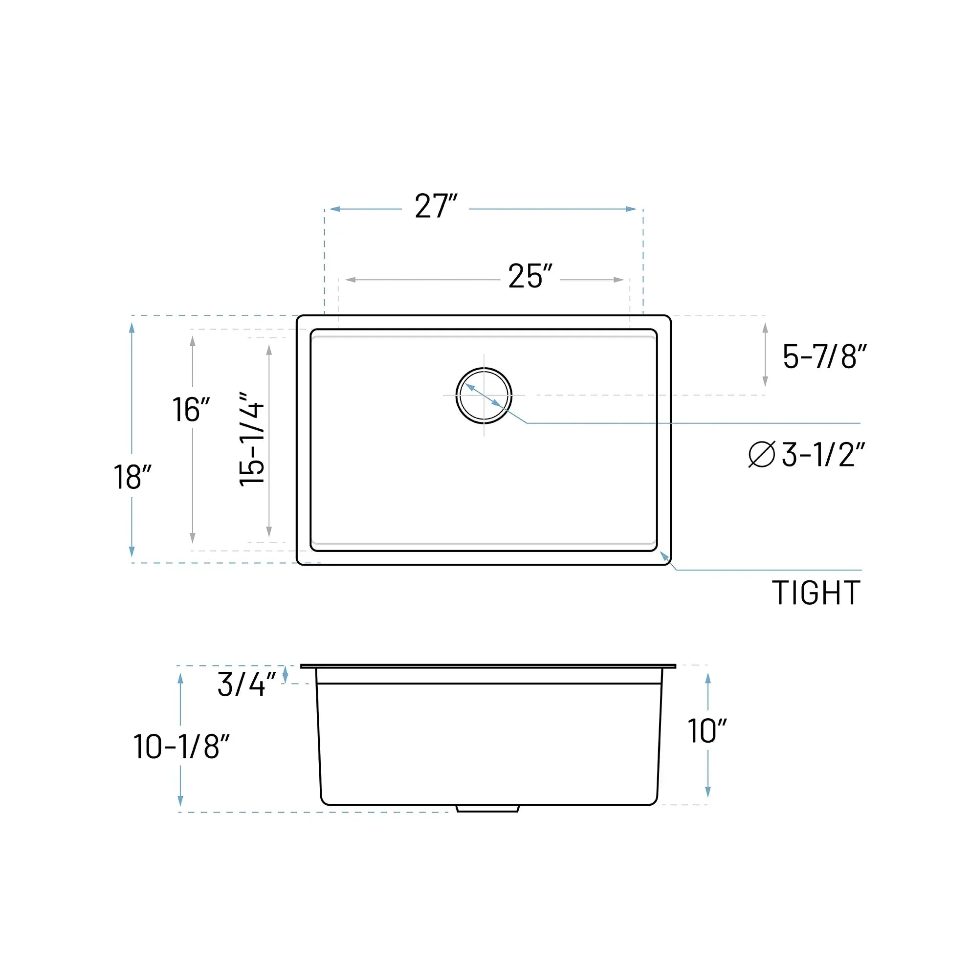 27" Workstation Undermount Stainless Steel Single Bowl Kitchen Sink