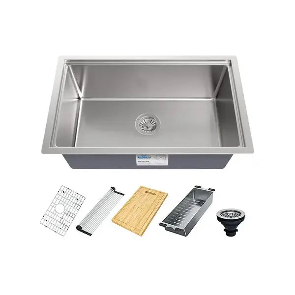 30" Workstation Undermount Stainless Steel Single Bowl Kitchen Sink