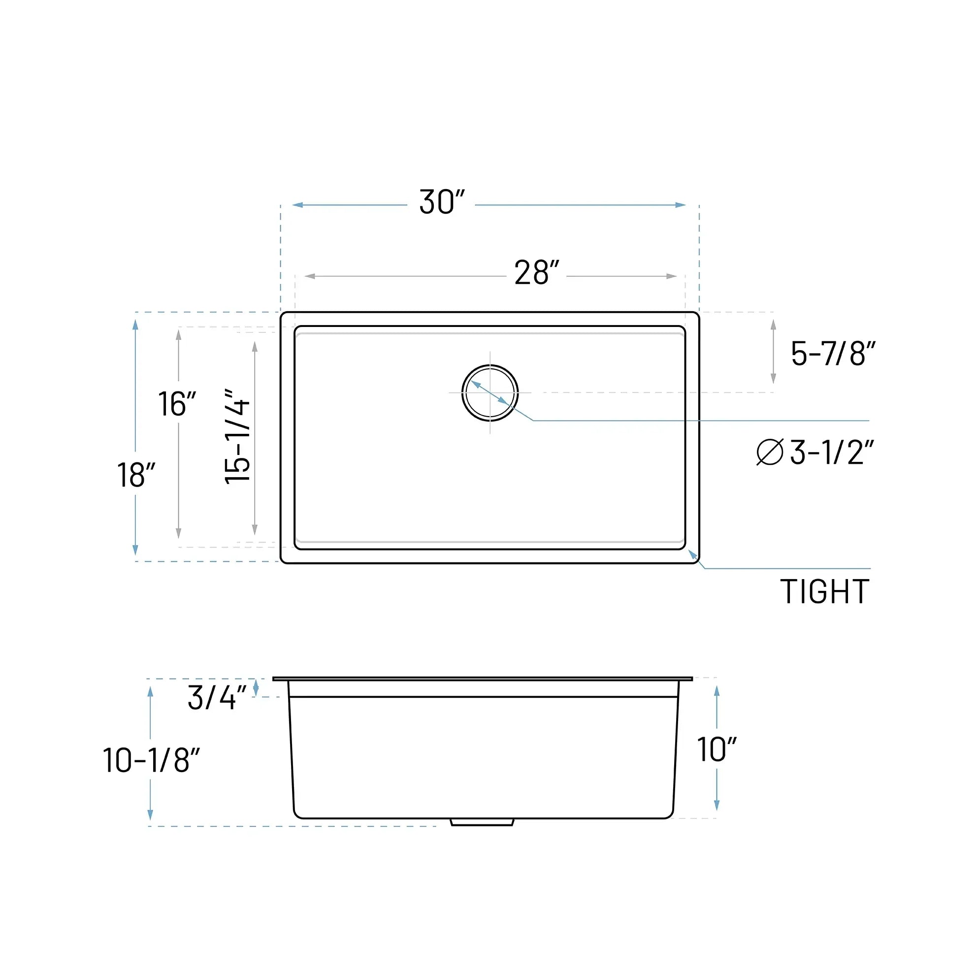 30" Workstation Undermount Stainless Steel Single Bowl Kitchen Sink