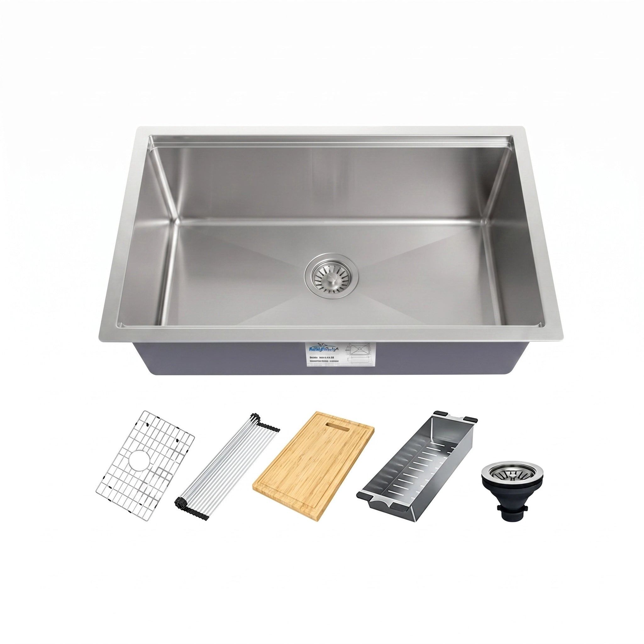 27" Workstation Undermount Stainless Steel Kitchen Sink with Accessories, KHWS-2718-10-S-R15